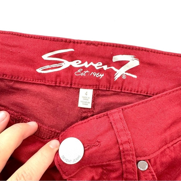 SEVEN 7 WOMENS SZ 4 RED HIGH RISE SKINNY JEANS STRETCH CONTOURING BOOTY SHAPING - Picture 6 of 12